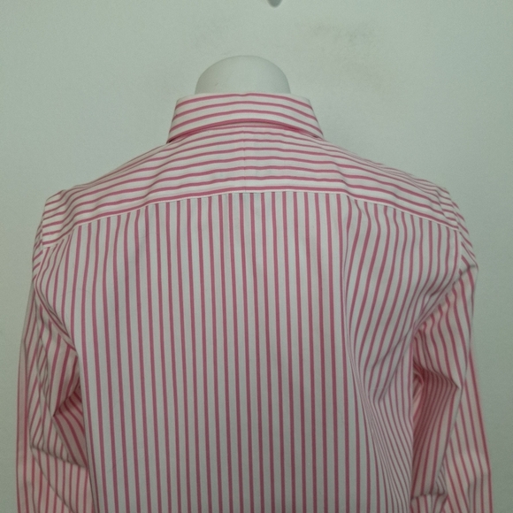 Chaps "NEW" Pink White No Iron Shirt Classic Fit Preppy Button Down Shirt Size M - Picture 4 of 12